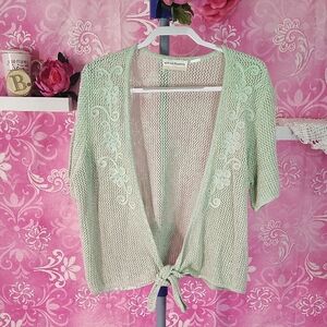Alfred Dunner Mint Green Floral Cardigan